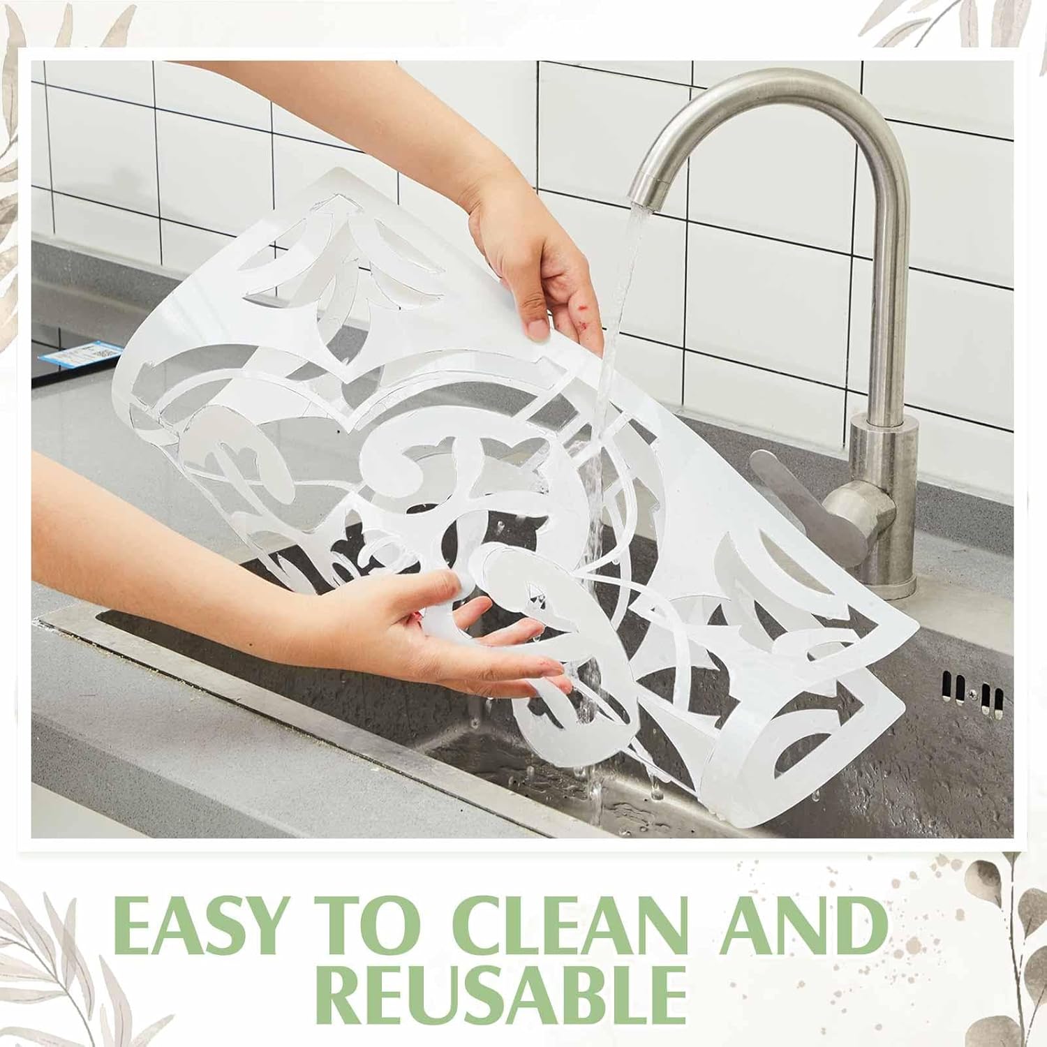 Zonon 4 Pcs Reusable Tile Stencil for Painting Large Floor Wall Templates Flower Damask Talavera Amalfi Mehndi for DIY Plaster Furniture Wood Concrete Fabric Decor(18 x 18 Inches,Mandala Style)