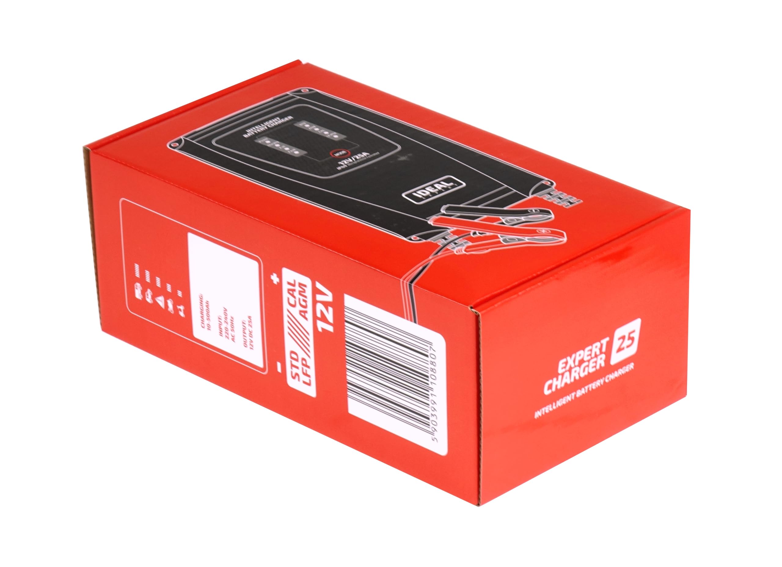 IDEAL EXPERT Charger 25 batterie auto caricabatterie 12 V 24 V – 25 A caricatore rapido e caricatore di mantenimento per auto, camion e moto, caricabatterie intelligente per auto AGM Gel LiFePO4 con