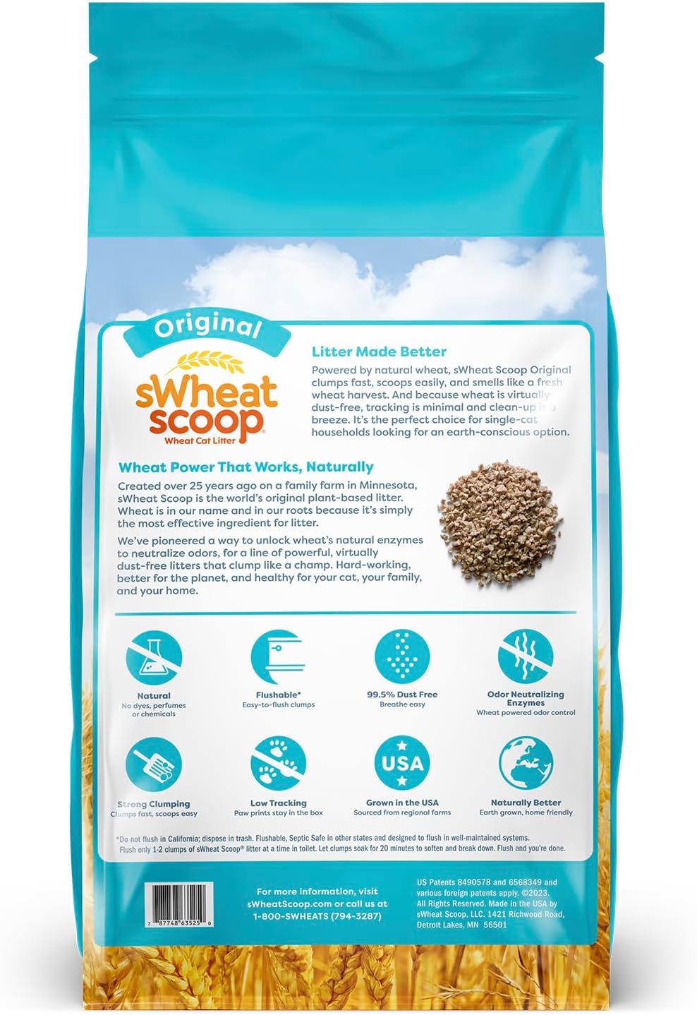 sWheat Scoop Natural Wheat Cat Litter, Original, Fast Clumping with Odor Neutralizing Enzymes, 25 Pound Bag 3
