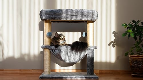 Miniatura 10 de Árboles para gatos  Versión actualizada  Árbol para gatos de interior grande  Perca para gatos y gatitos  Torre para gatos con hamaca  Poste