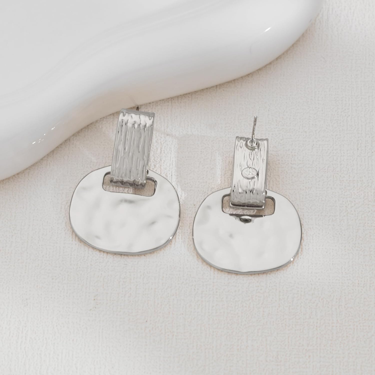 MUYAN Gold and Silver Boho Hammered Dangling Earrings for Women Modern Statement Finish Dangle Drop Earrings Jewelry - Image 6