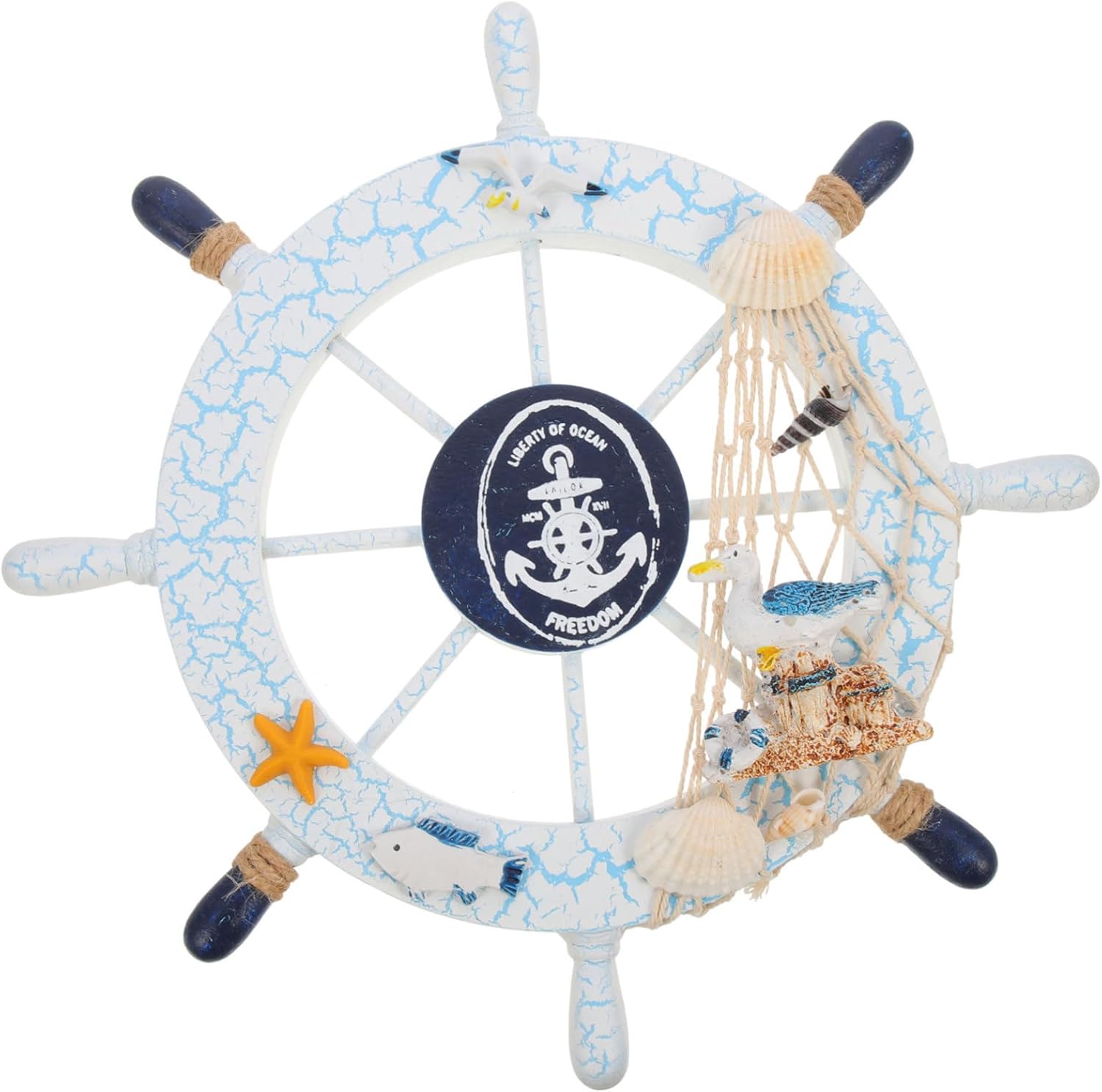 Zerodeko Broken Rudder Boat Wheel Wall Sculpture Steering Wheel for