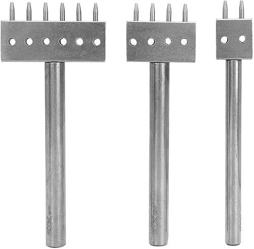 Juego de 3 piezas de herramientas de perforación de cuero para manualidades, herramientas de punzonado de cuero, puntada de corte para billetera,