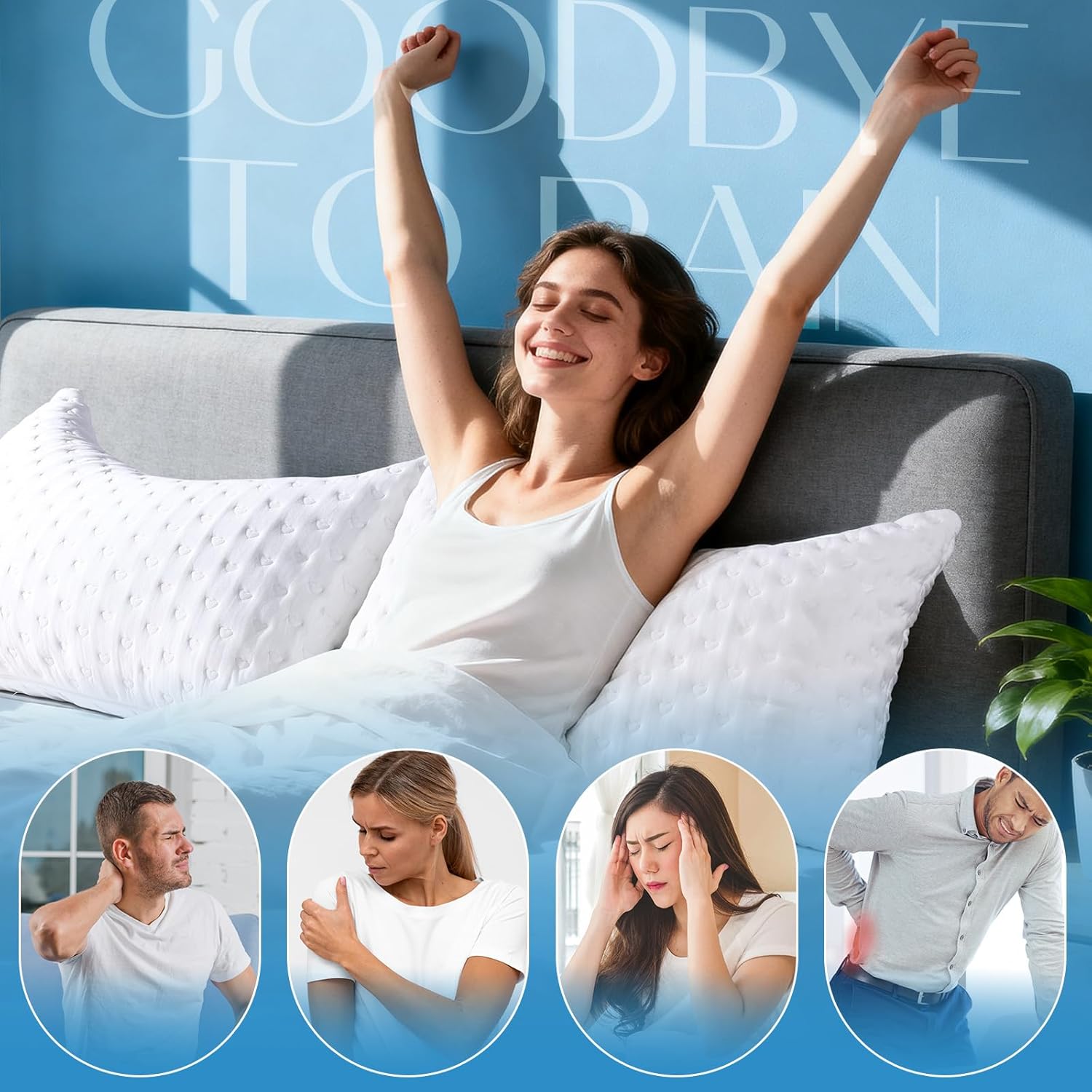 Side Sleeper Pillows for Neck & Shoulder Comfort - Ergonomic Curved Crescent Design, Adjustable Shredded Memory Foam, Cooling & Soft Cover, Extra Fill Included, King Size 2 Pack, Valentine's Gifts - Image 2