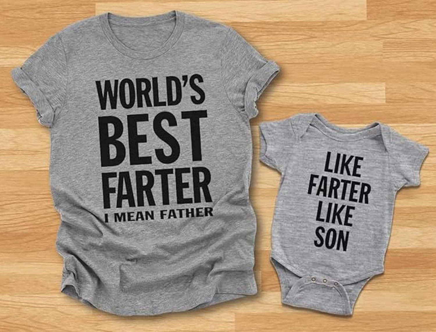 Tstars Funny Dad and Baby Shirt Set - Like Farter Like Son Gift for New Dads Father's Day or Baby Shower Surprise