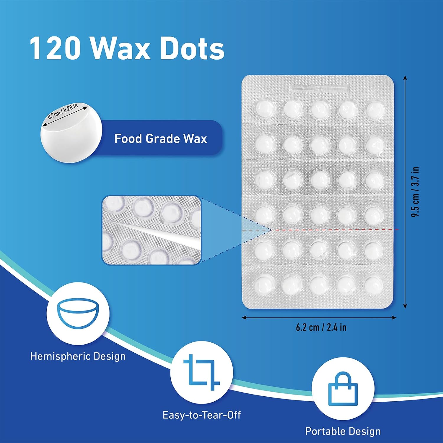 Orthodontic Wax for Braces, Dental Wax, Pre-Cut Bowl Shape Dental Strips, No Kneading Required, Individually Wrapped, 120 Count
