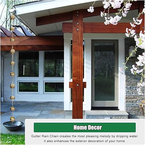 Miniatura 4 de EliteBloom Rain Chains,Rain Catcher Chain, Hanging Rain Chain Aluminum, Decorative Water Catcher Copper-Plated Cup, Heavy Rain Water Chain,B-26m85ft