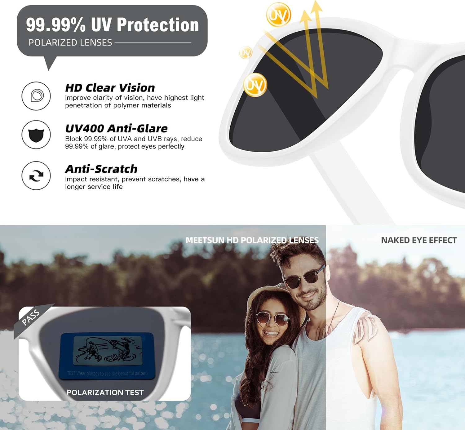 MEETSUN Polarized Sunglasses for Women Men Trendy Classic Retro Designer Style - Image 6