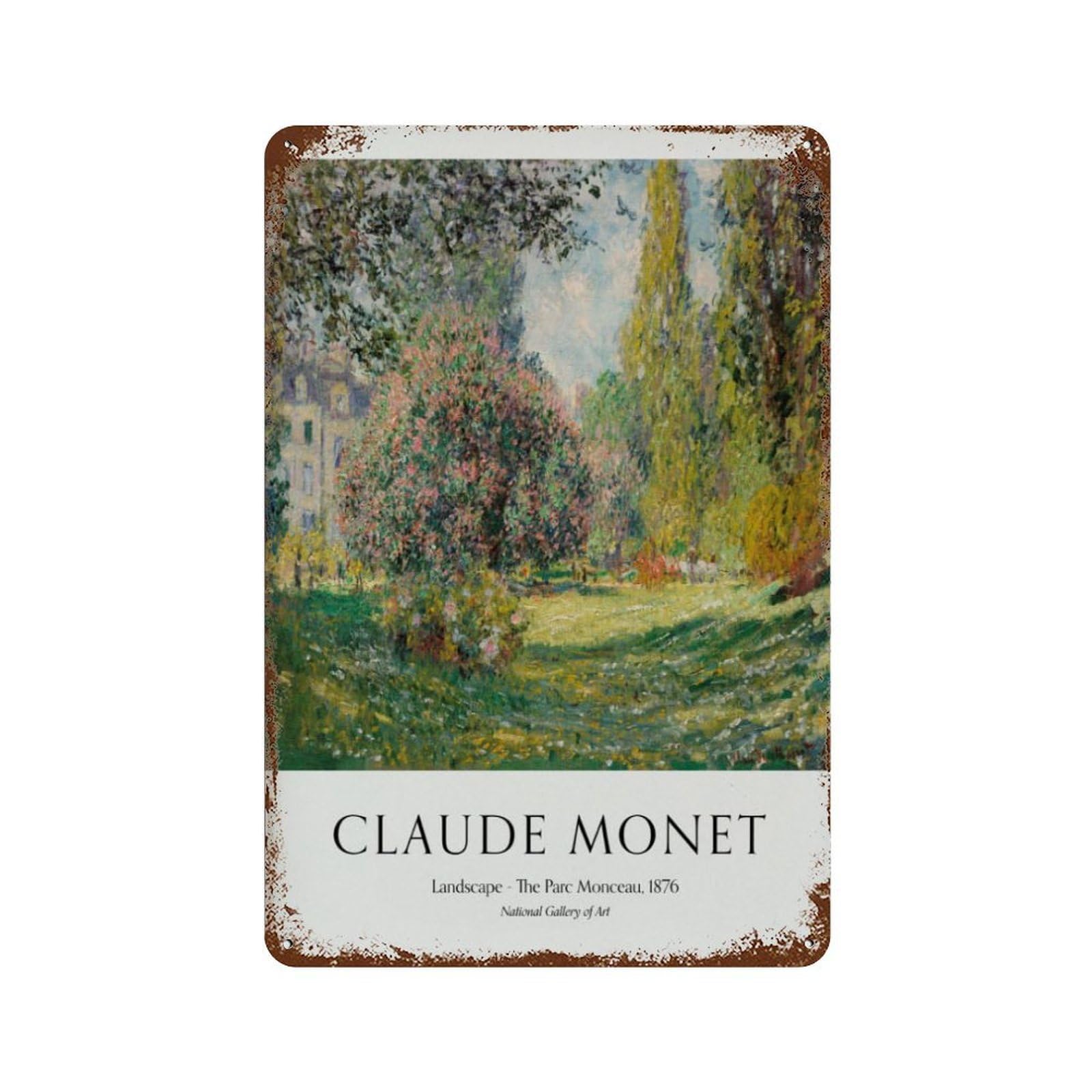 xiaoxiaoshen Monet Parc Monceau Landscape Wall Decor Art Metal Tin Poster Modern Home Decor Art Home Bar Shop Decorations Vintage Sign 30x20cm
