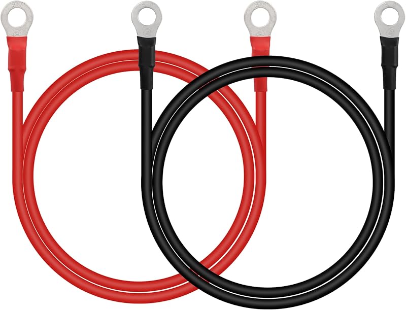 Cabo para Bateria CERRXIAN 12 V/24 V 10 AWG com Terminais de Olhal M8 – Par com 100 cm