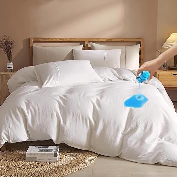 WYFKYMXX Waterproof Duvet Cover Washable&Reusable Breathable White Incontinence Duvet Protector Cover with Zipper Closure Cal King