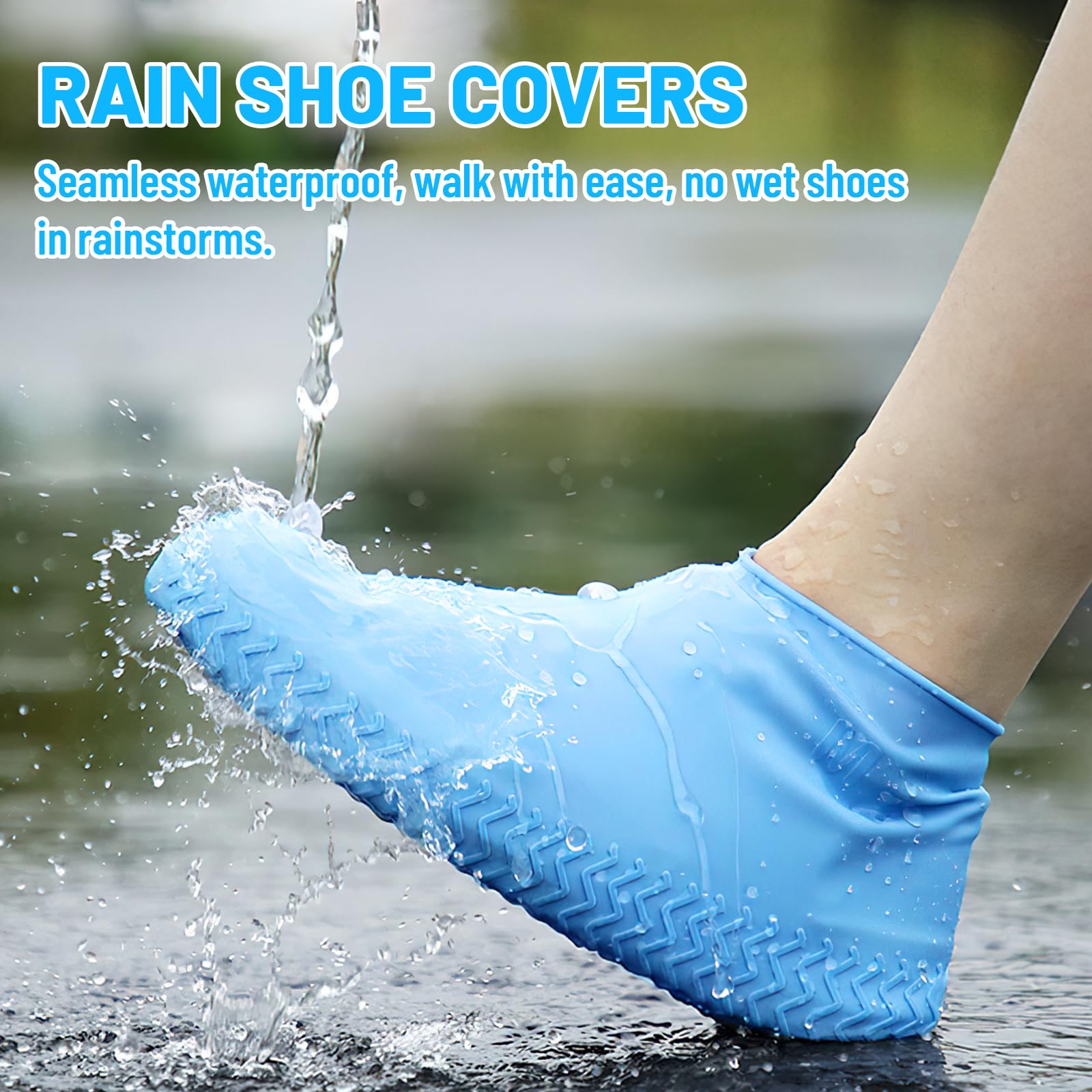 MisFun 4 Paires Couvre Chaussures Imperméables Silicone Antidérapantes - Protection Pluie Et Neige