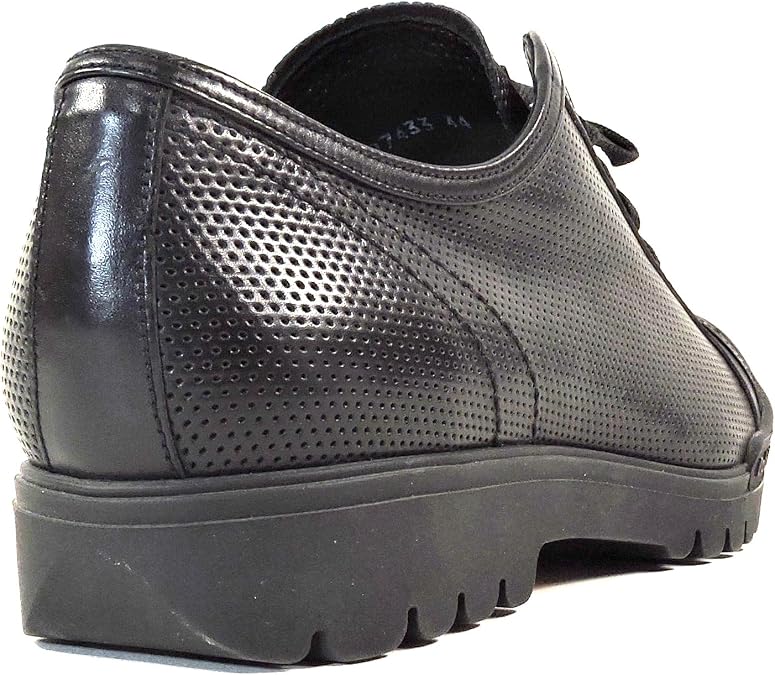 Baldinini Men's Black Perforated Leather Sneakers, Comfort Platform Sole, Size 44 EU