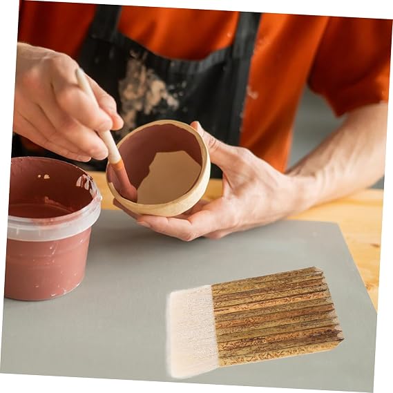 SHINEOFI 2pcs Hake Brush Watercolor Pottery Art Paintbrush Glaze Brush Bamboo Handle for Painting Gluing Starching Washing