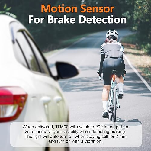 Miniatura 2 de RAVEMEN TR500 - Luz trasera de bicicleta de 500 lúmenes para conducción nocturna diurna, luz trasera de bicicleta con detección de frenos con