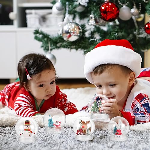 Miniatura 5 de 20 globos de nieve a granel, kit de globos de nieve de plástico transparente de Navidad con tapa de rosca para suministros de manualidades,