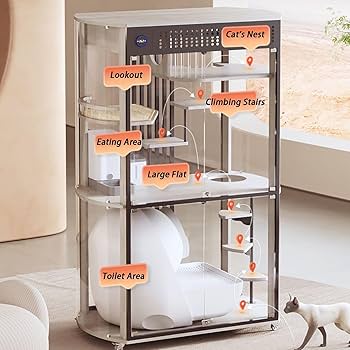 Amazon.co.jp: 猫の家 パノラマキャットヴィラ高級ガラス猫