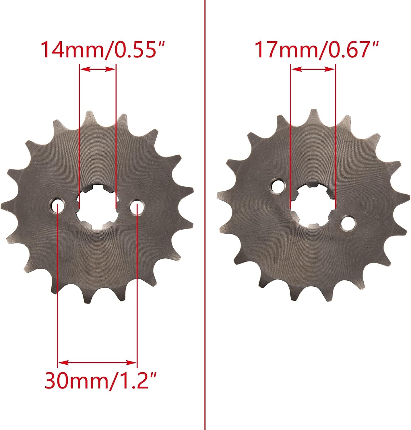 WOOSTAR Motorcycle 428-17T Front Sprocket 17mm for 50cc 70cc 90cc 110cc 125cc Dirt Pit Bike Mini Bike ATV 4 Wheeler Moped