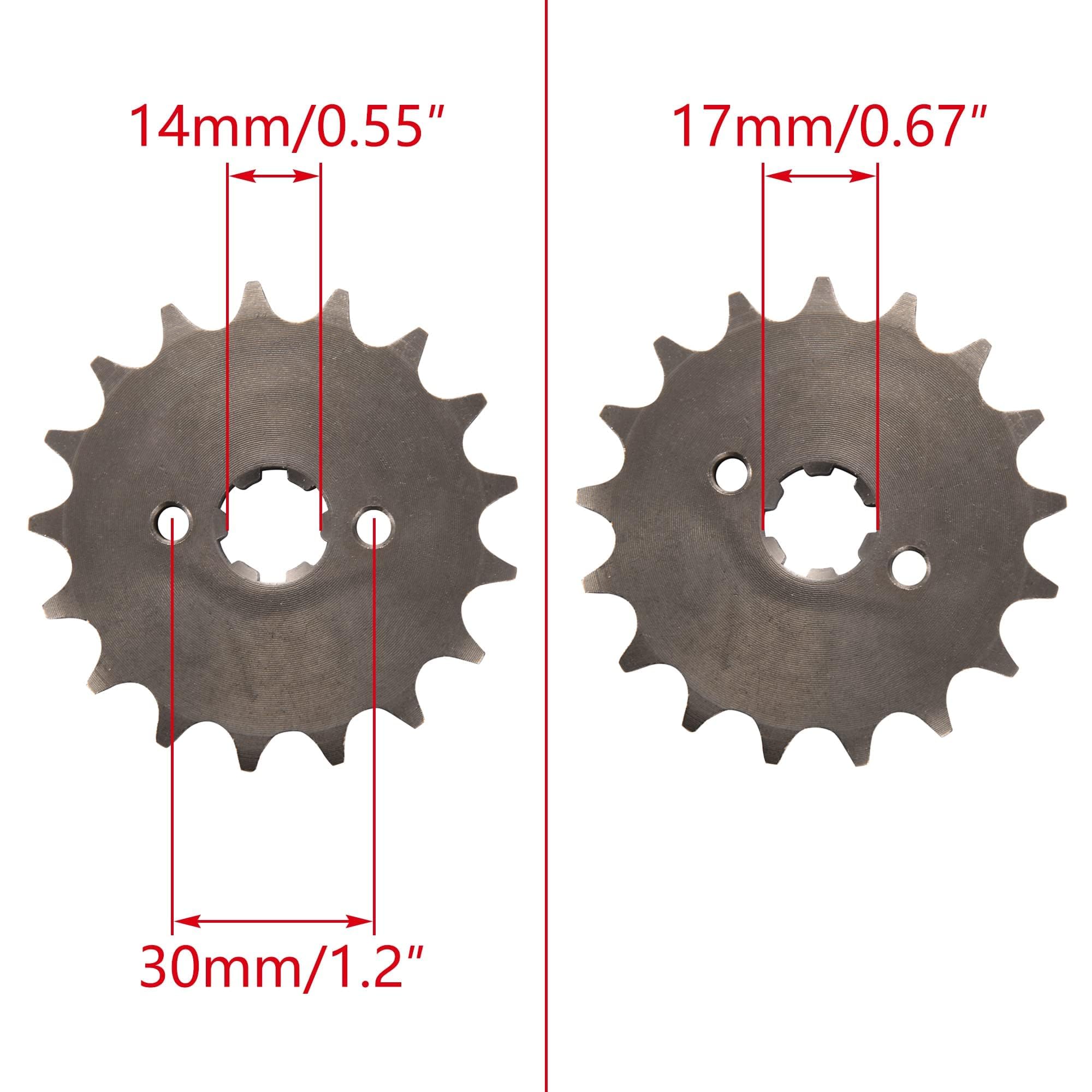 WOOSTAR Moto Piñon Delantero 428 de 17 Dientes 17mm para 50cc 70cc 90cc 110cc 125cc Dirt Pit Bike Mini Bike ATV 4 Wheeler Ciclomotor