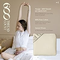 Vista 98 de MAYFAIR LINEN Twin XL Fitted Sheet Only - 100% Egyptian Cotton 600 Thread Count 16" Deep Pocket Fitted Sheet Twin XL, Cooling Sateen Elastic Bottom