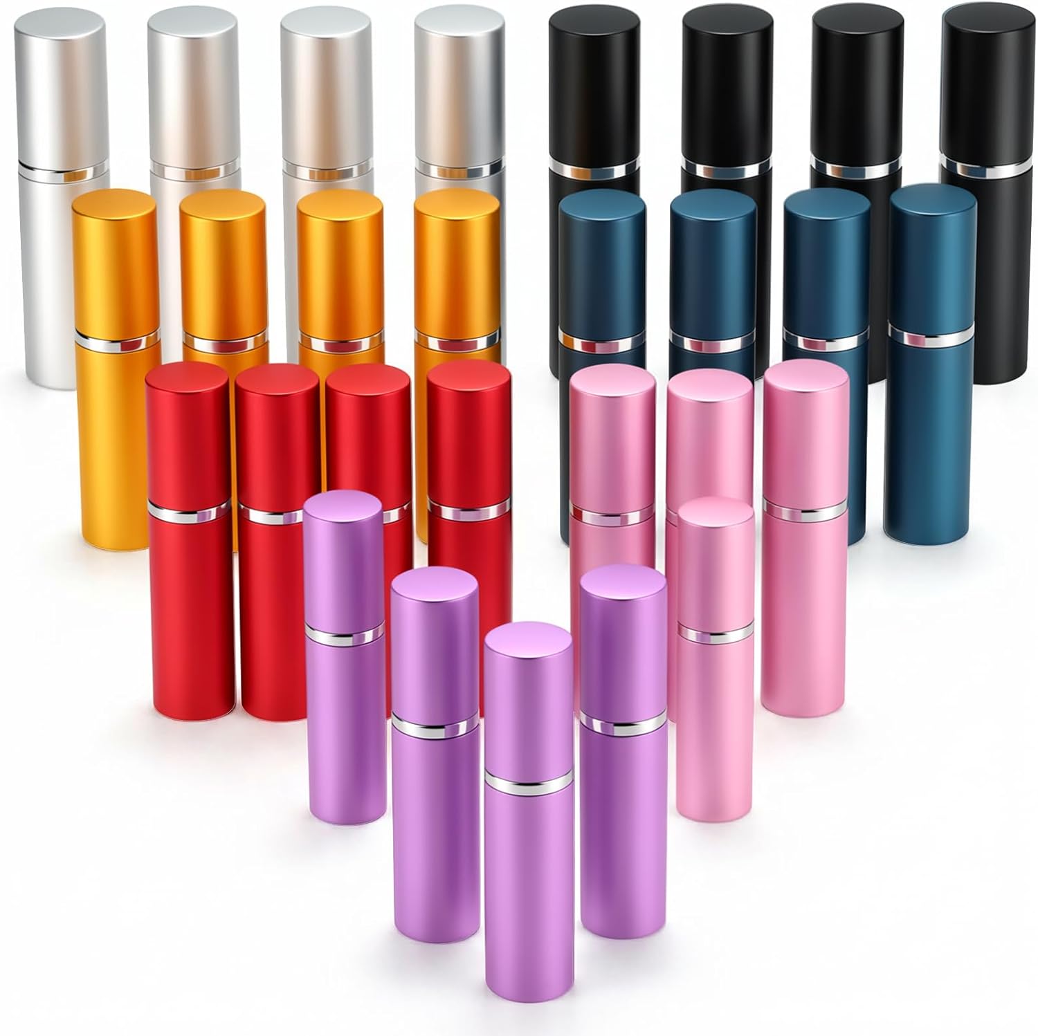 28 Pcs 10ml Refillable Perfume Atomizer Bottles, Travel-Size Perfume Travel Refillable Sprayers with Pump in 7 Colors (Blue, Black, Gold, Silver, Pink, Purple, Red)