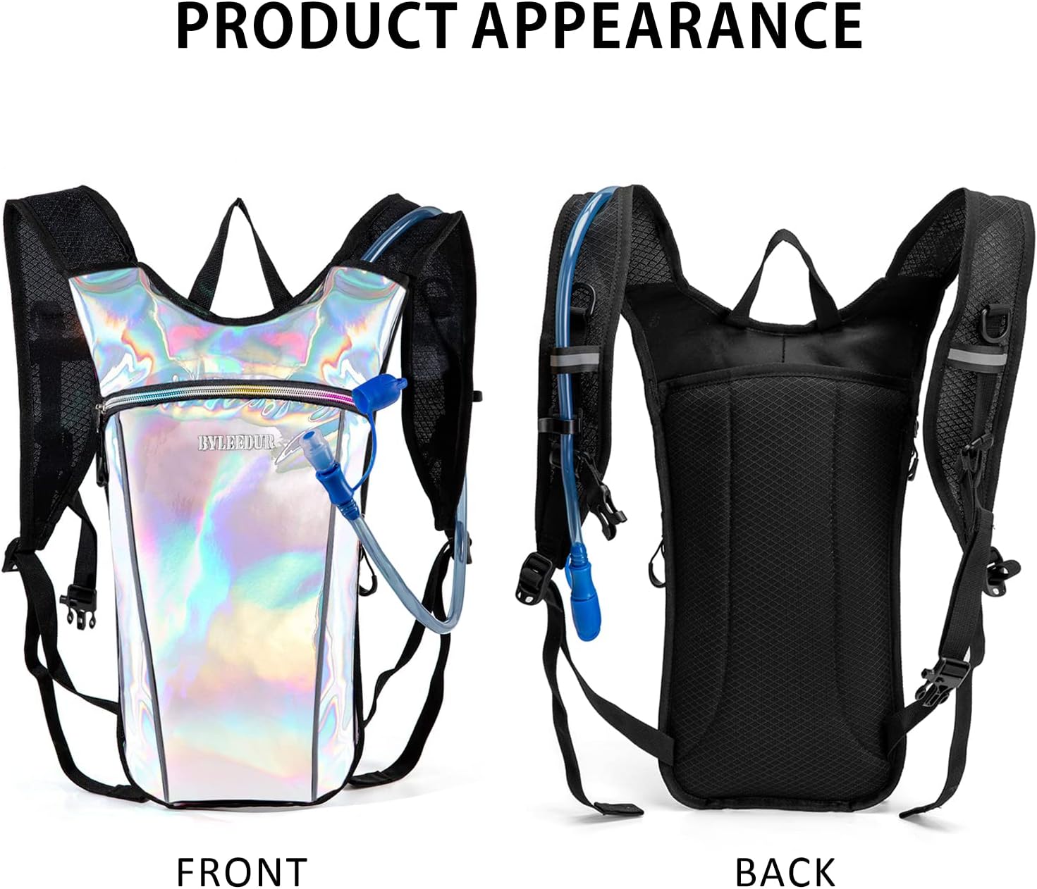 Hydration Backpack with 2L Water Bladder for Men & Women Suitable for Festivals, Raves, Hiking, Biking, Climbing, Running, Outdoors and More