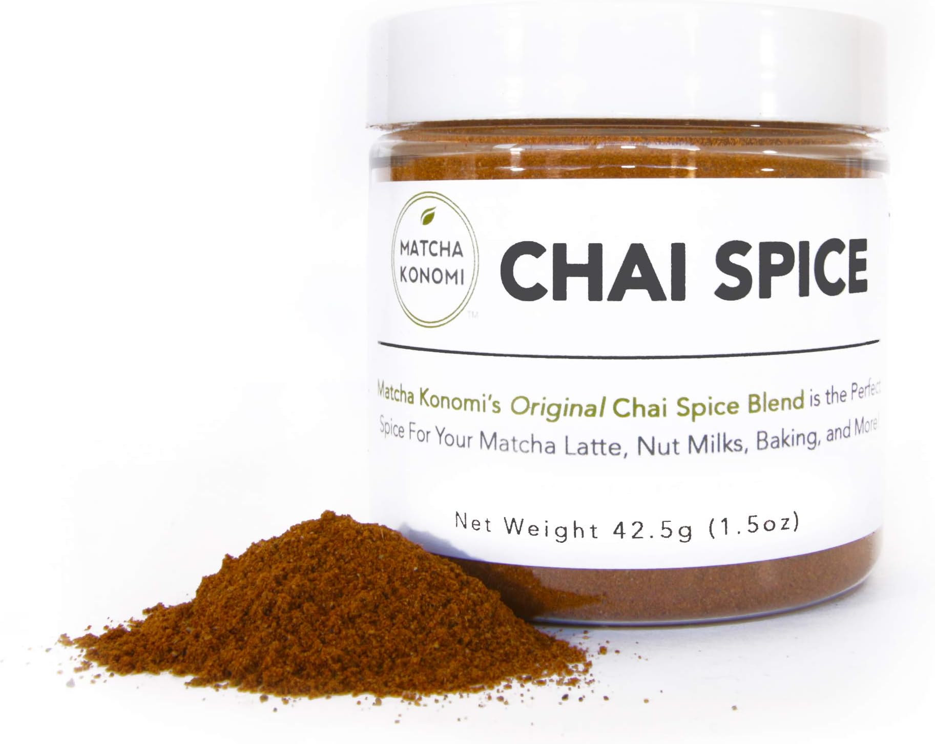 Matcha Konomi Chai Spice - Pepper Free - for Chai Latte, Matcha Lattes, Nut Milks, Cookies, Cakes, Pancakes, Waffles, Smoothies, Baking and More - 1.5 oz; 72 Servings