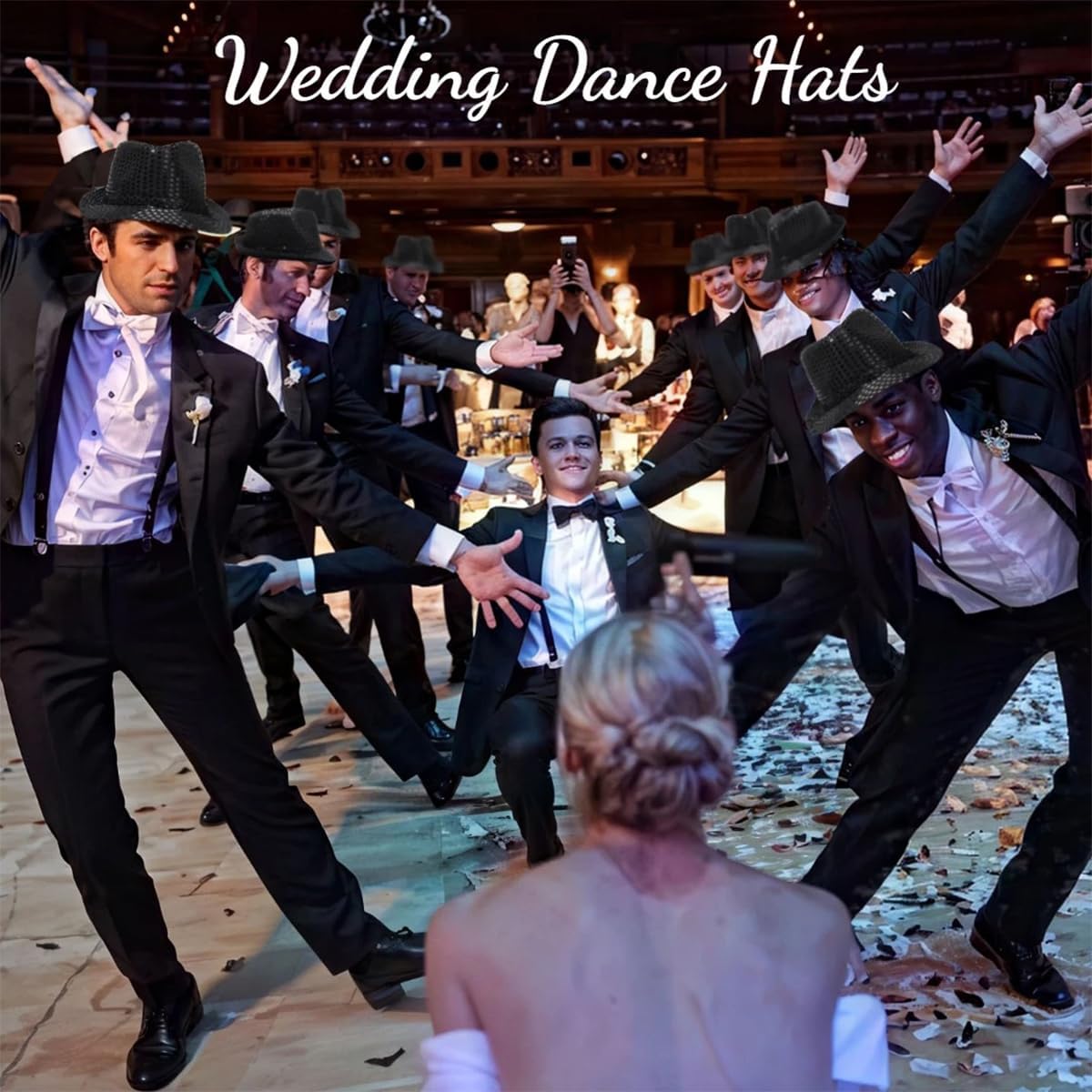 ECYC Ltd Western Sequin Hat Unisex Glitter Sequin Fedora Hat Bling Retro Dance Jazz Hats Disco Costume Cap for Party