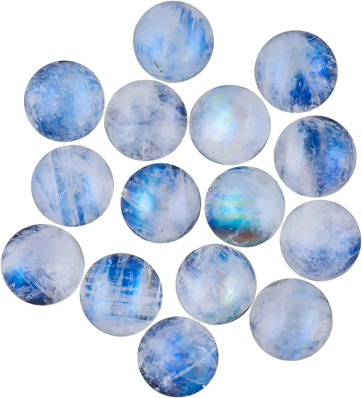 10pcs Rainbow Moonstone Cabochons Gemstone Crystals, Wholesale Bulk Lot, Wire Wrapping, Natural Stones, Jewelry Making Supplies, DIY, Décor, Gem Collection 8 MM, Round