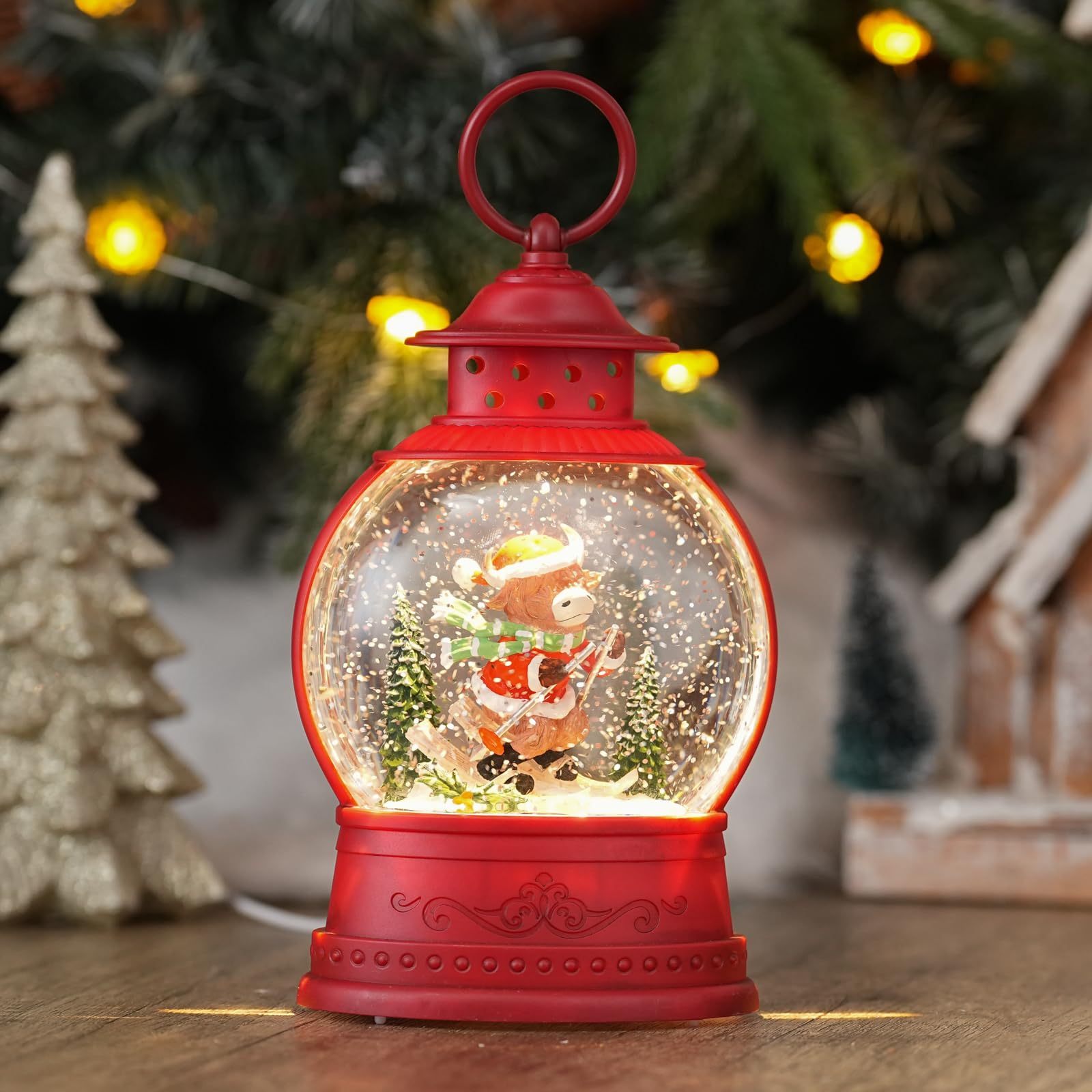 Globos de nieve de Navidad con yak y música, el regalo ideal para decoración de mesa