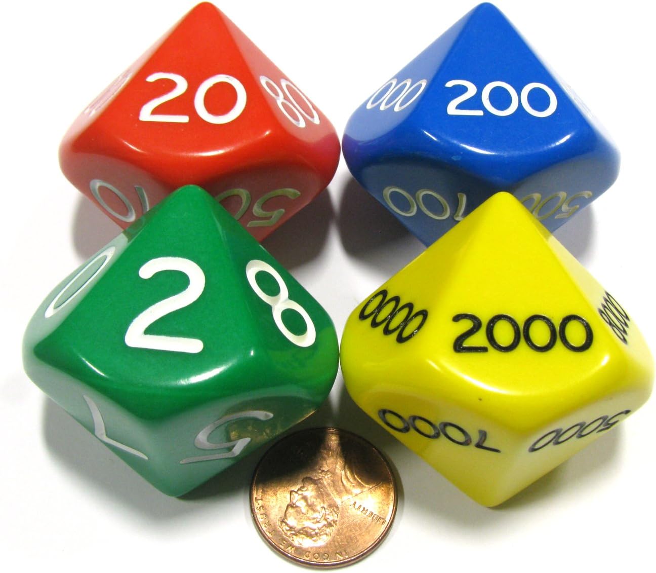 Koplow Games Place Value Dice 29mm (1 1/8in) 10 Sided Dice Set of 4