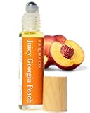 Juicy Georgia Peach Delicious Natural Essential and Fragrance Oil Roll On with Organic Jojoba Oil, Small Batch, Made in California