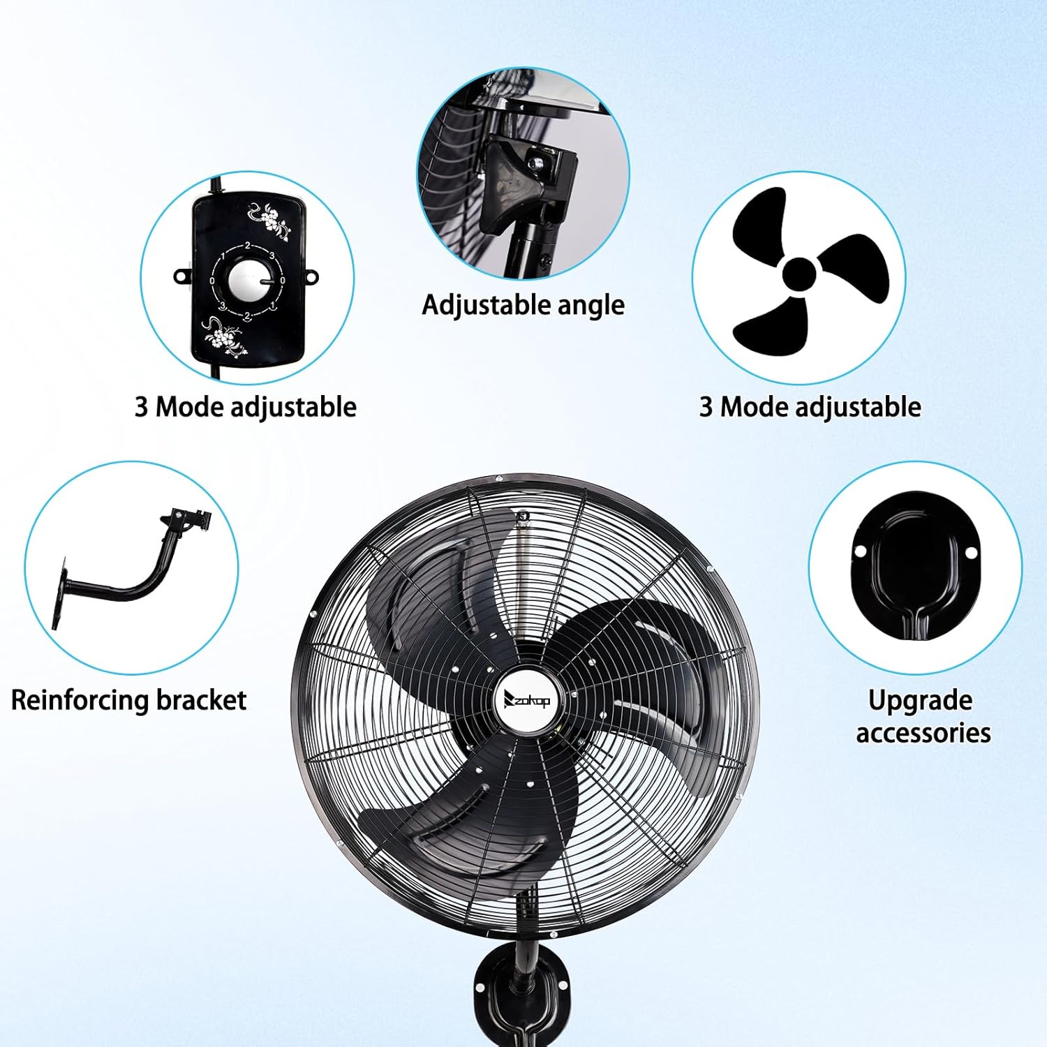 Winado 18 inch Wall Mount Oscillating Fan, High Velocity 3-speed Max 4592 CFM Industrial Wall Fan w/Aluminum Blades for Indoor, Commercial, Residential, Warehouse, Garage
