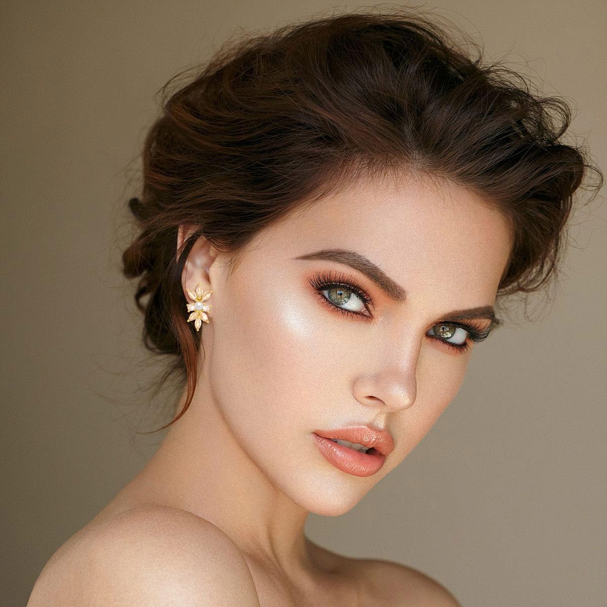 Delicate Cubic Zirconia Stud Earrings Cluster Leaf CZ Pearl Earrings Bridal Stud Earrings for Women Wedding Party - Image 2