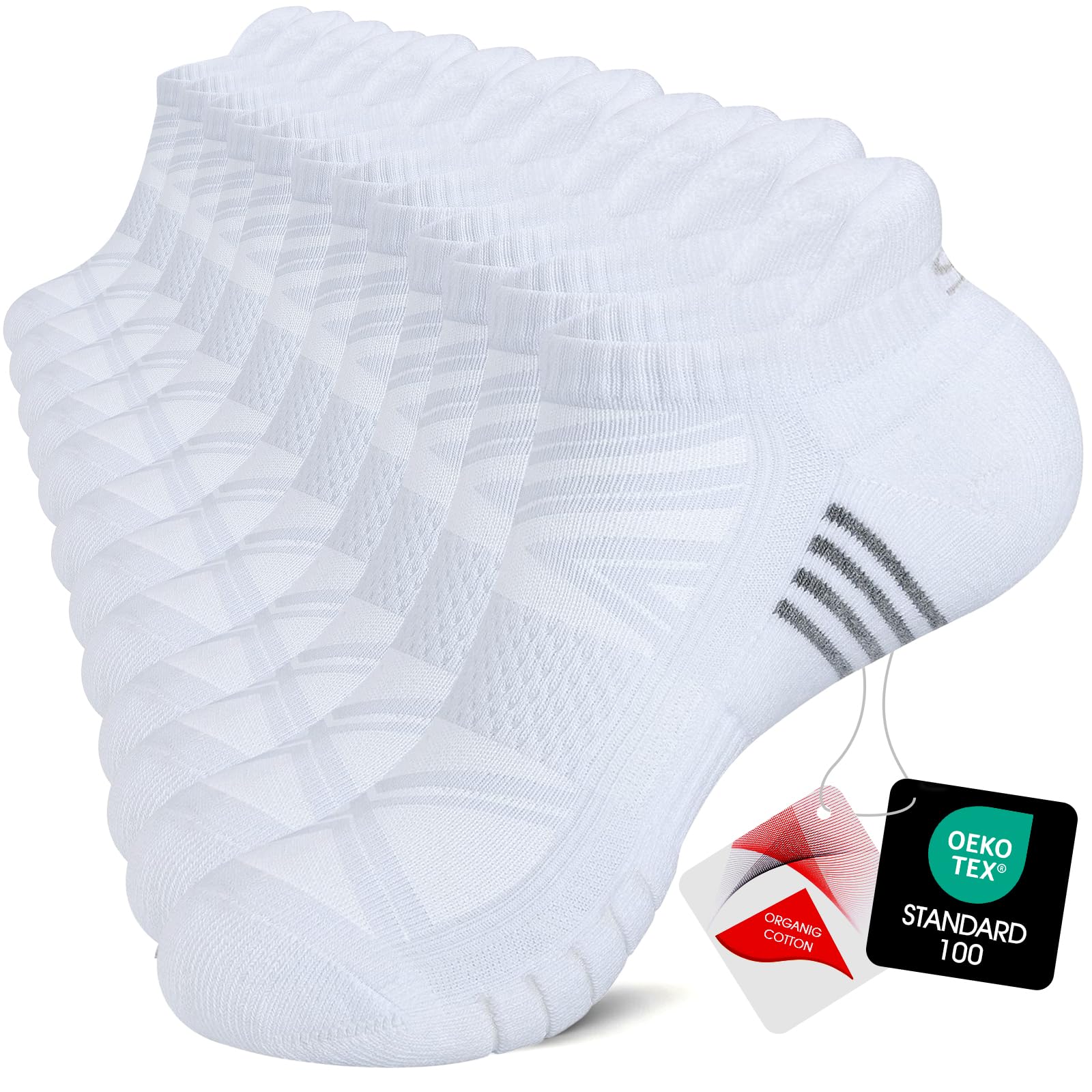 TANSTC Mens Running Socks Anti-Blister Cushioned Sports Socks Trainer Socks for Men Women Cotton Ankle Socks Low Cut Breathable Athletic Sock(6 Pairs) — view 10