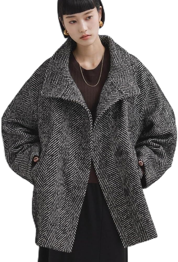 Amazon | [アダムエロペ] WEB限定 スタンドカラーウールミドルコート