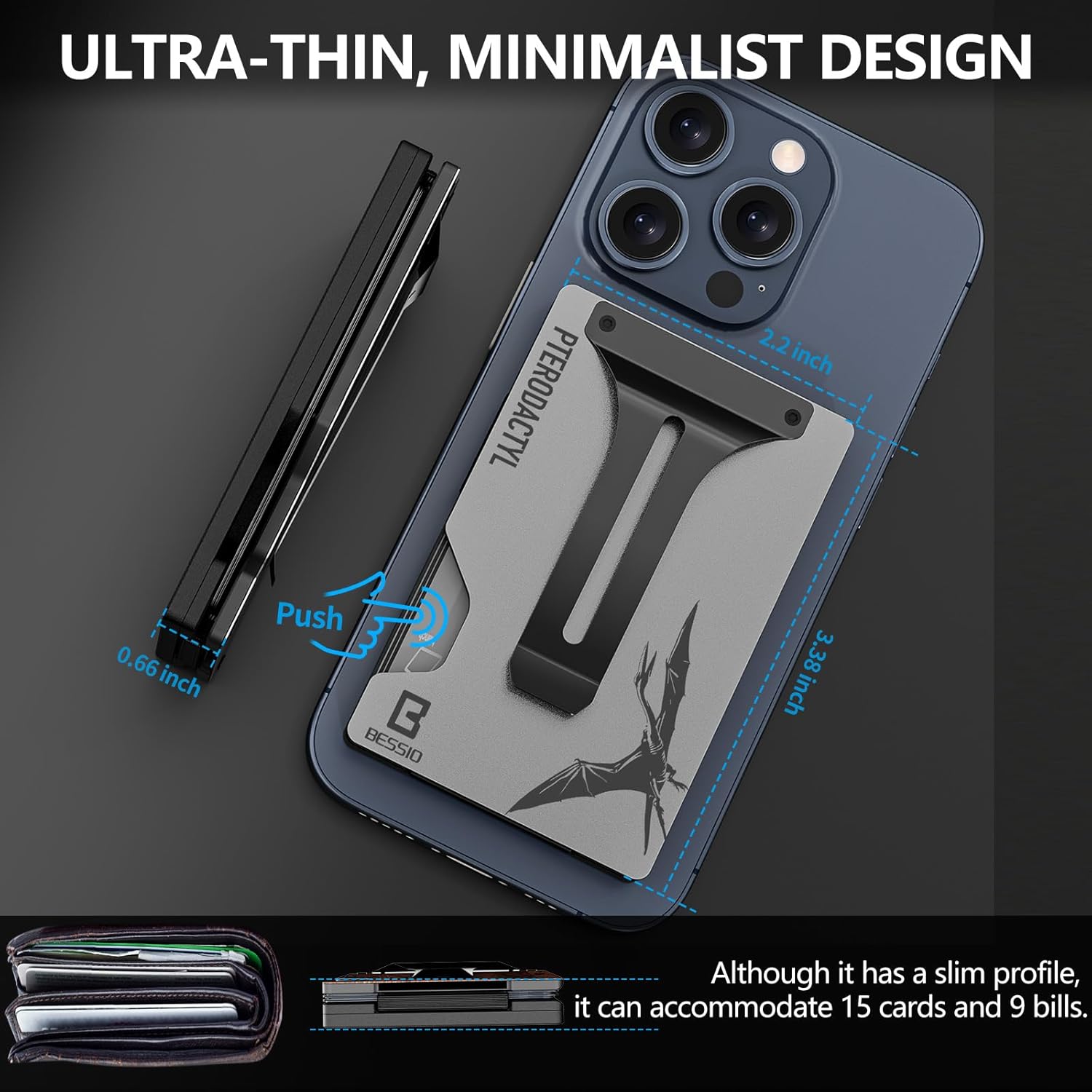 Magnetic Phone Wallet Compatible with Apple MagSafe - Metal Card Holder with AirTag Holder, RFID Blocking & Money Clip Mag Safe Wallet for iPhone 17 16 15 14 13 12 Pro Max/Pro/Plus/Mini - Image 5