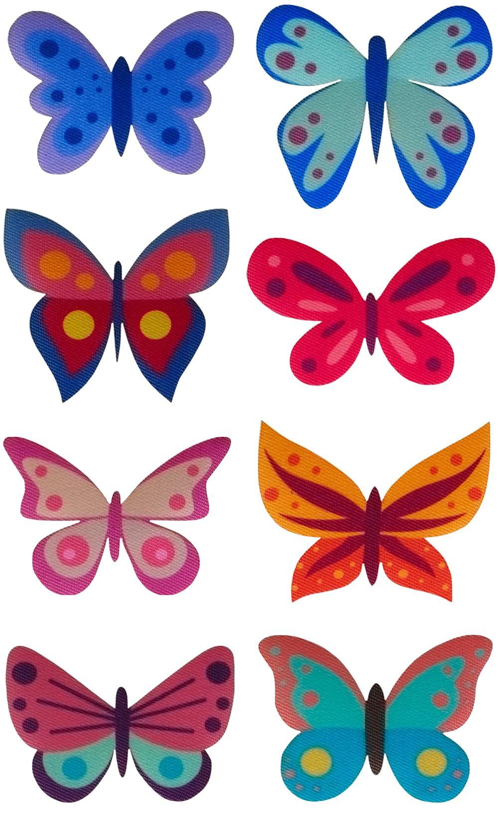 8 Screen-Printed Iron-on Patches for Children's Clothing. Heat-Seal Patches for Repairing and Decorating Trousers, Jackets, Sweaters, Backpacks, etc. (Butterflies)
