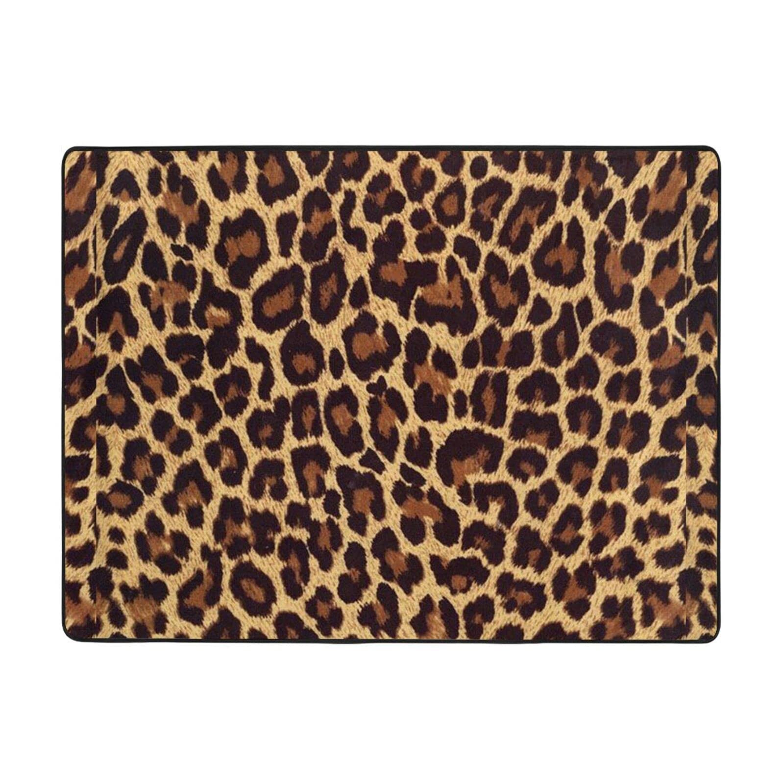 Tapis léopard antidérapant en flanelle douce pour chambre à coucher