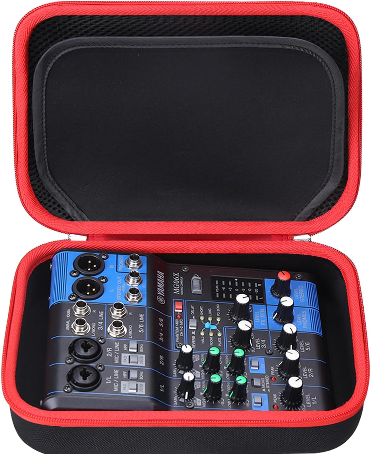 Tourmate Hard Storage Case Compatible for YAMAHA MG06X/MG06 6-Input/AG03/AG03 MK 2/AG06MK 2 Stereo Mixer, Protective Hard Shell Carrying Bag(CASE ONLY) (Black+Red)