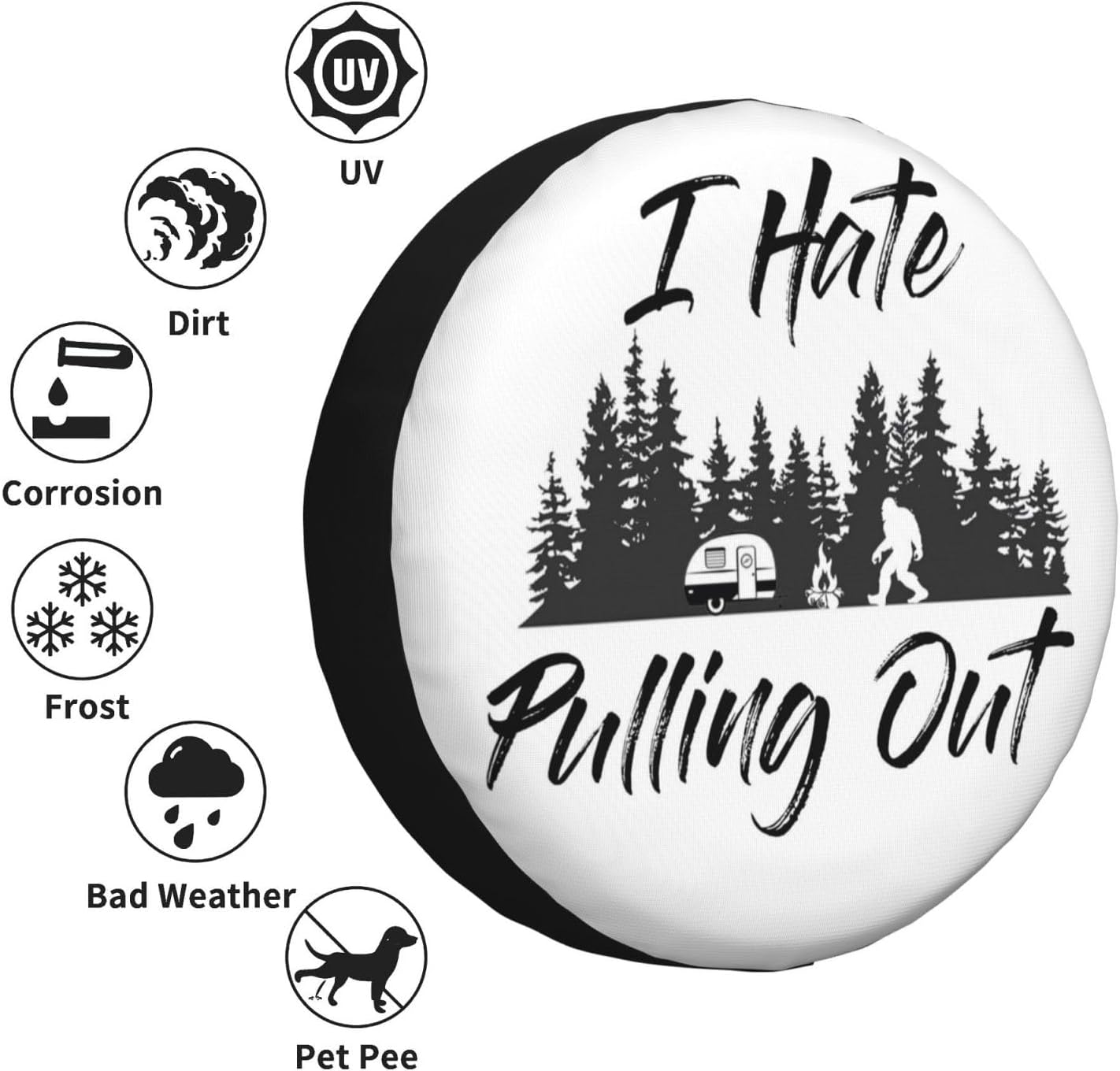 Camping Spare Tire Cover Waterproof Tire Wheel Cover Dust-Proof Wheel Protector Fit for Trailer Rv SUV Truck Camper Travel Trailers Accessories 14 inch (I Hate Pulling Out)