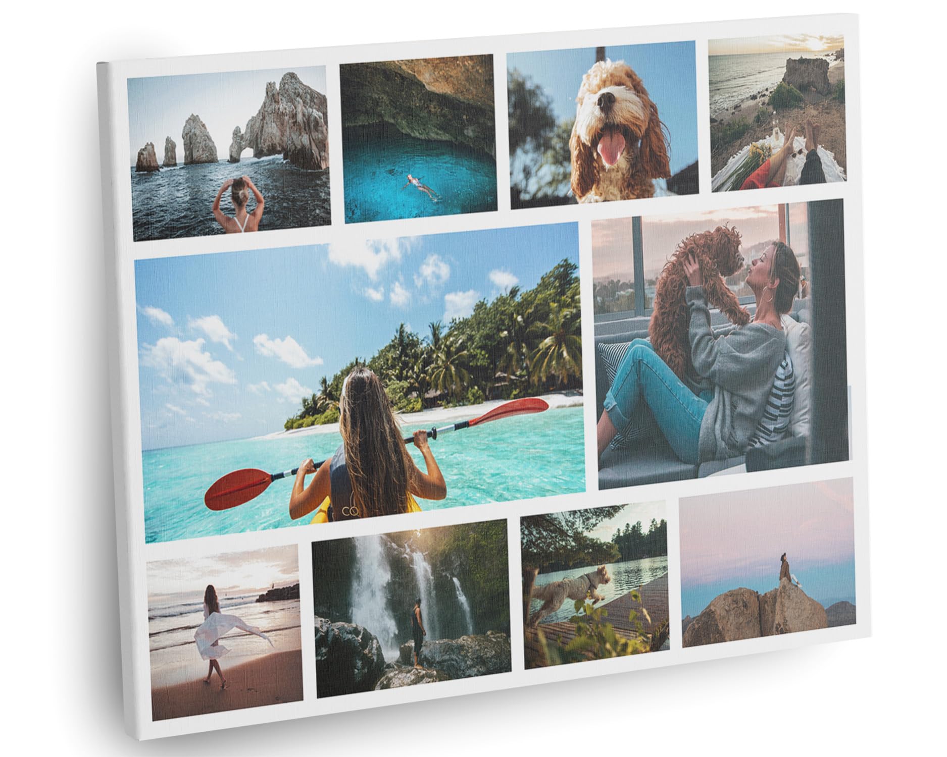 Panorama Lienzo Collage Personalizado con Fotos 40x30 cm - 10 Fotos - De 3 a 10 Fotografías - 20 Tamaños - Regalo Cuadro - Patrón 2