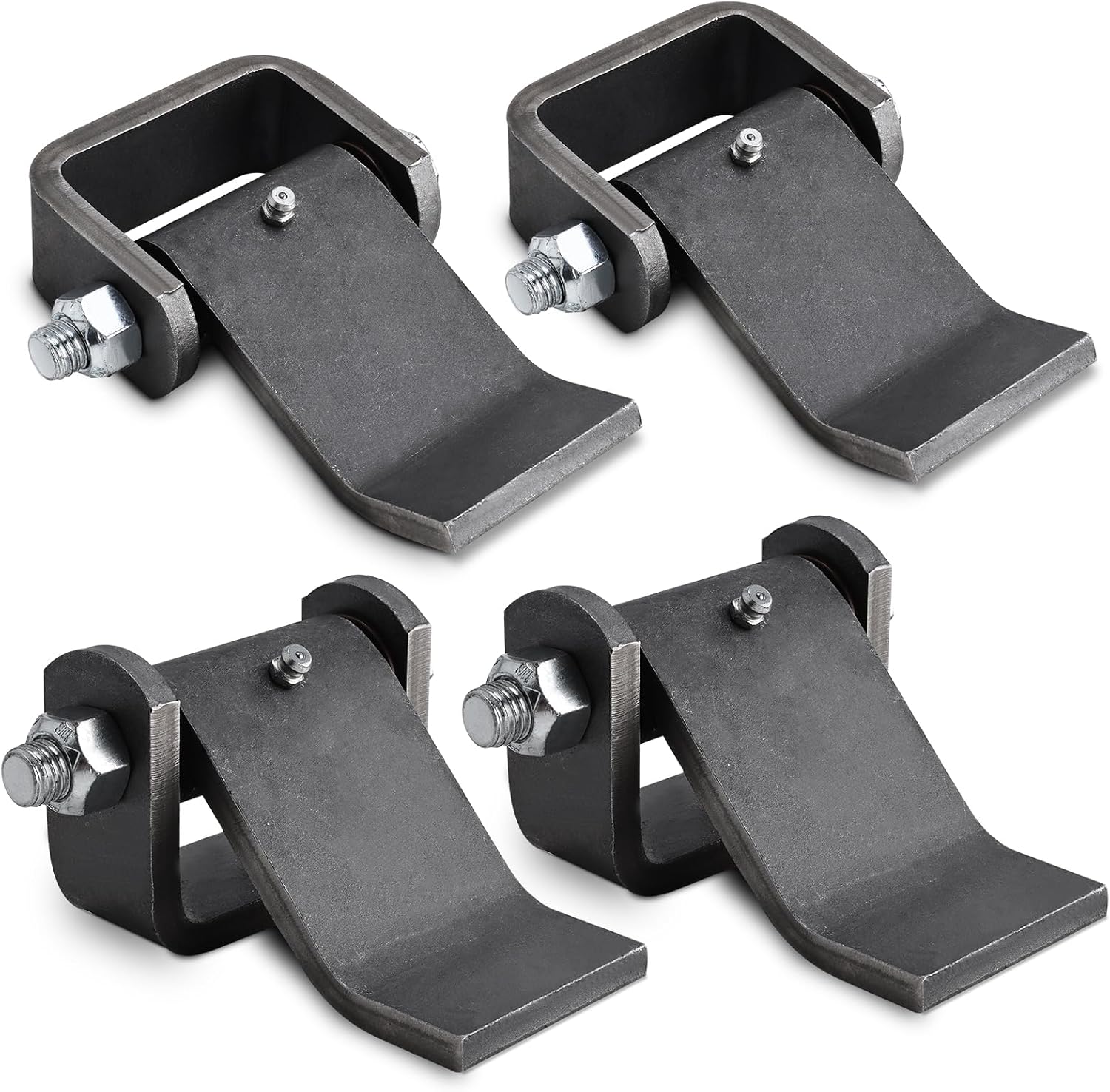 NORJIN 4 Pack Weld on Trailer Hinges Heavy Duty Greaseable Gate Hinges for Dump Trailers, Trucks, and Gates, Strap Style Short Leaf Trailer Door Gate Hinges