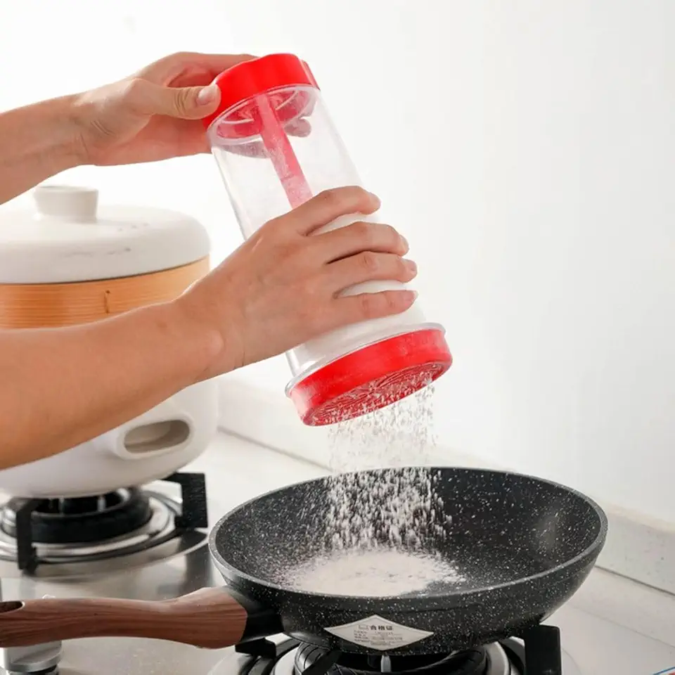 Tapioqueira com Peneira de Farinha e Funil – Capacidade 500g – Peneira Uniforme com Recipiente Acrílico – Ideal para Tapioca, Farinha, Alimentos Secos