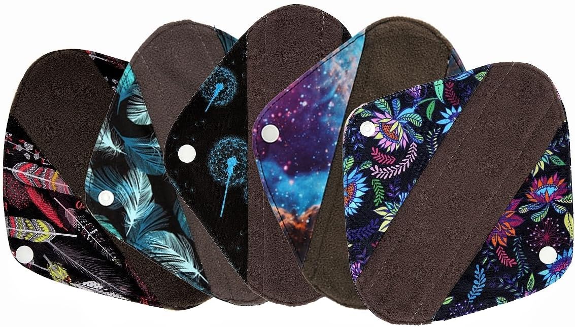 5 Pieces Cloth Mama Cloth/Menstrual Pads/Reusable Sanitary Pads (Pantyliner (8 inch), Colorful Elephant)