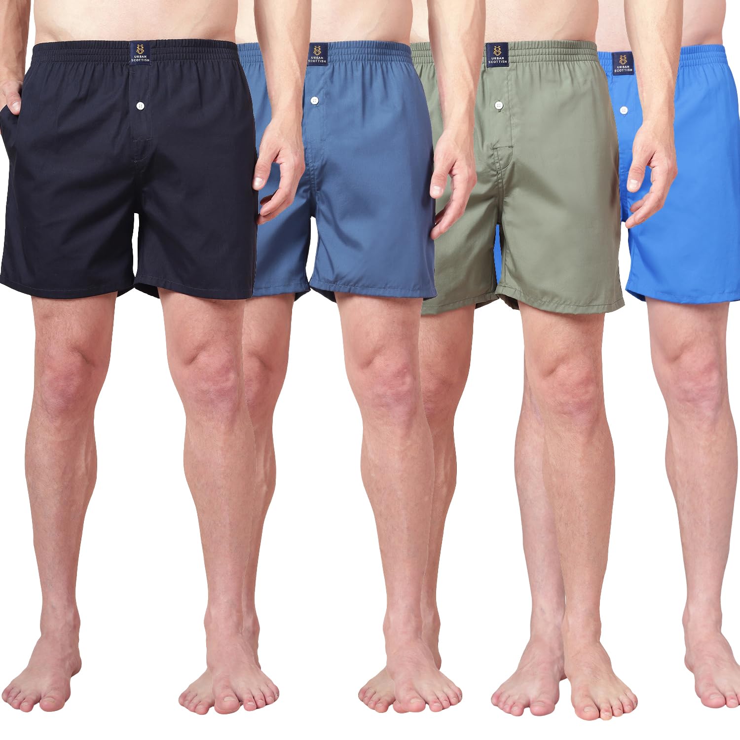 urban scottish Men’s 100% Cotton Solid Boxers Shorts with Side Pockets (Pack of 4)-picture-21