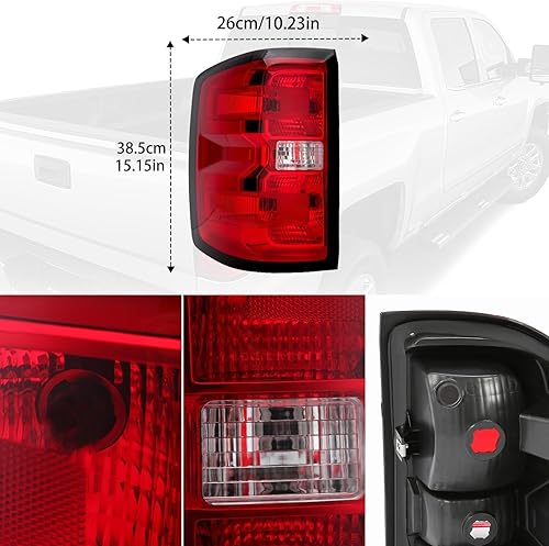 Miniatura 6 de Conjunto de luz trasera compatible con Chevy Silverado 1500 2500HD 3500HD 2014-2018, GMC Sierra 3500HD lado izquierdo