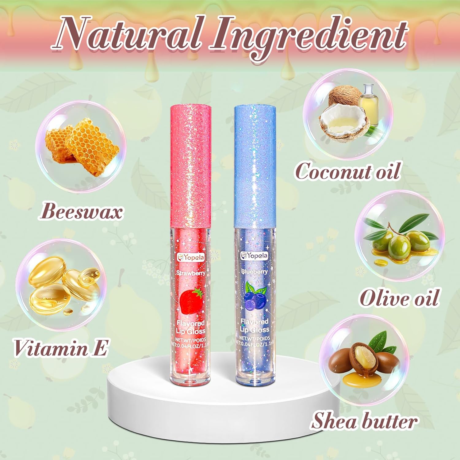 Yopela 24pcs Lip Gloss Bulk With Vitamin E and Natural Oils, Long Lasting Moisturizing Plumping Glitter Lip Gloss Set for Girls Teens & Women, Birthday Party Favors Gifts - 12 Fruity Flavored