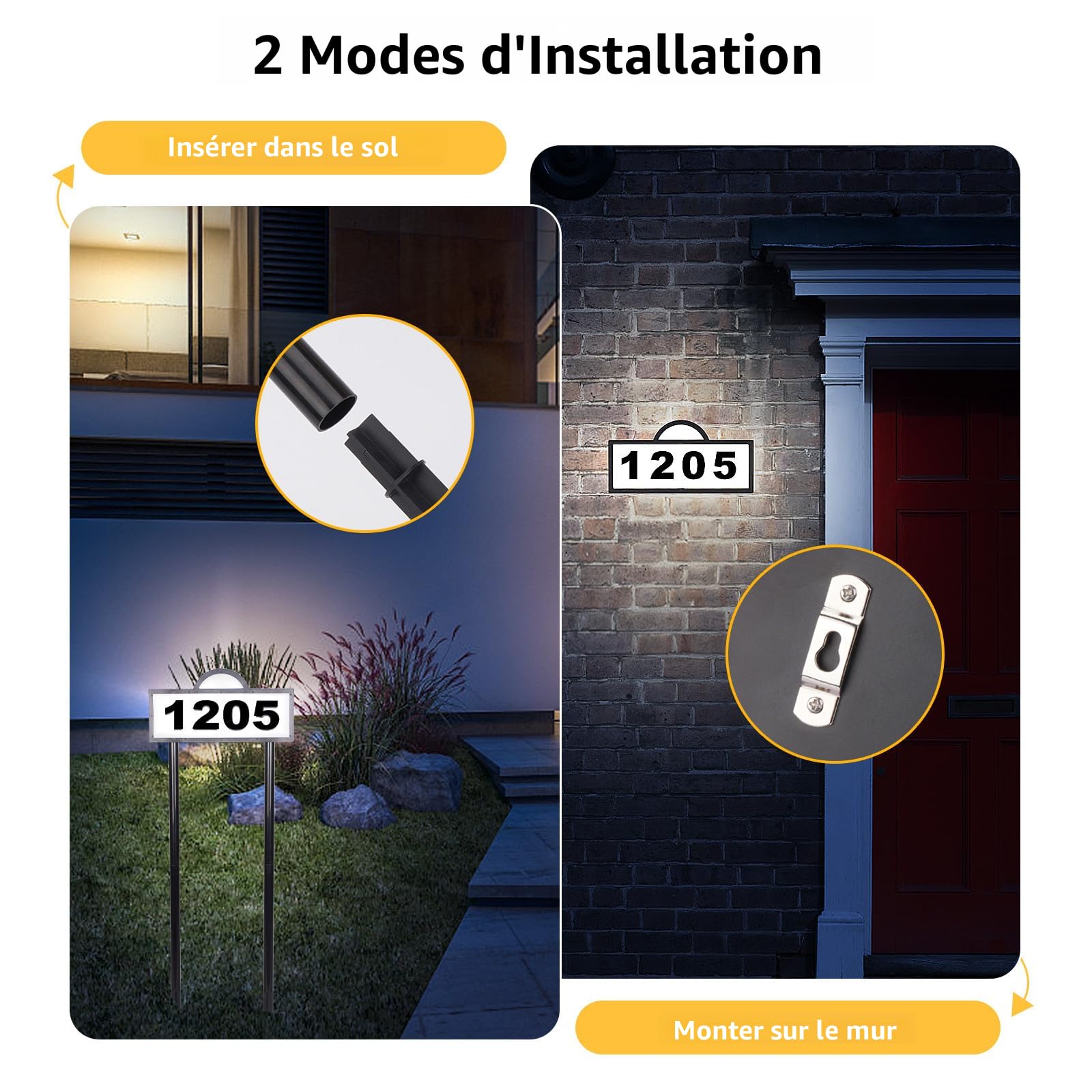 Numéros De Maison Solaires, Numéros D'Adresse Led Étanches 0-9 Pour Les
