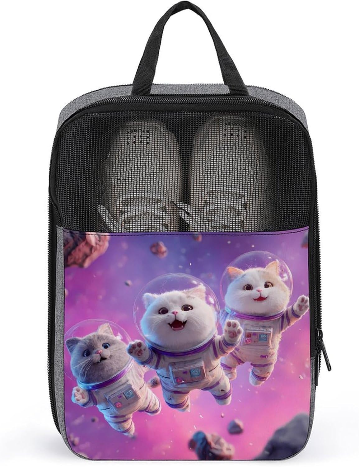 Cute Cats in Space1 Large Shoe Bags for Packing with Clear Window Storage Bag for Men Women Travel